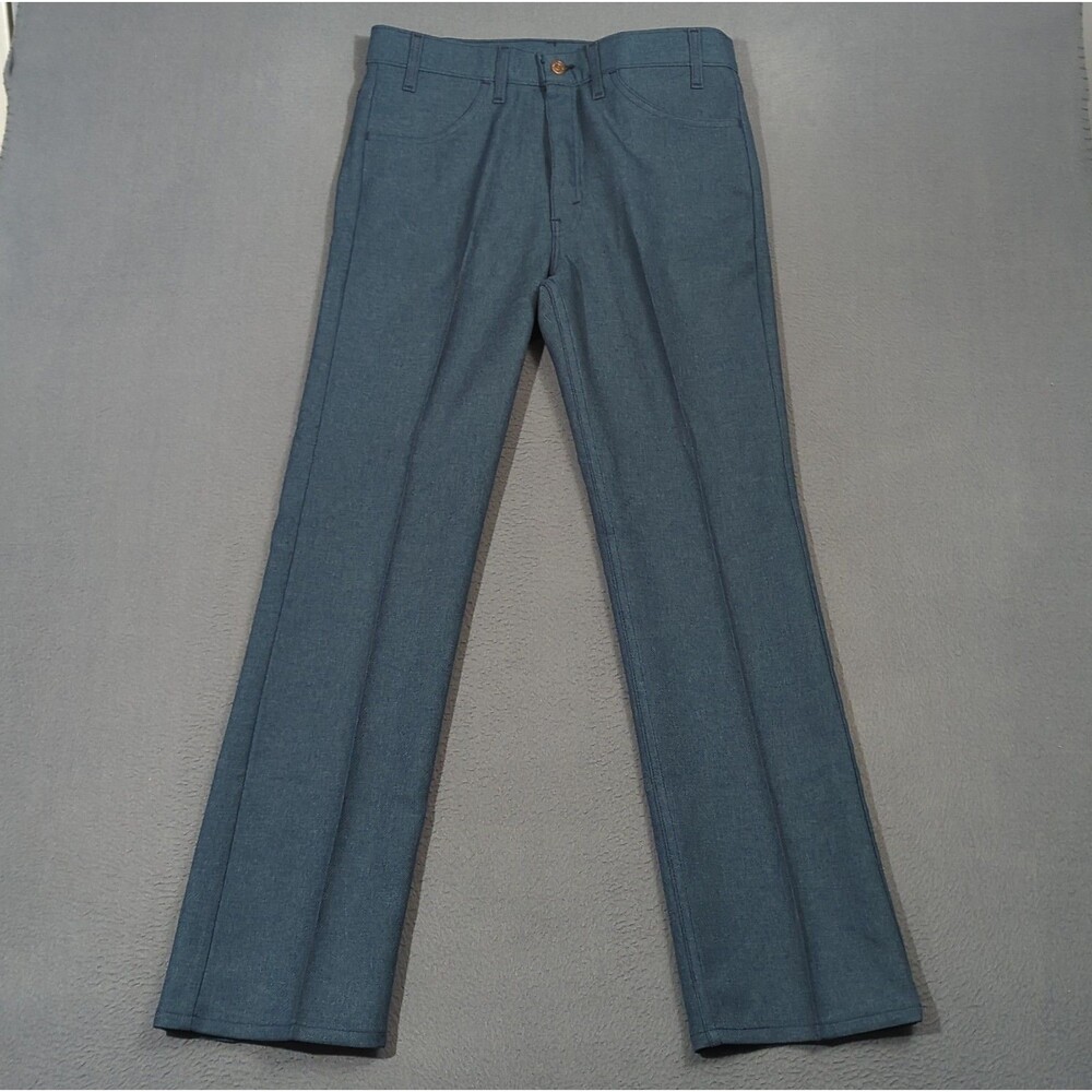 Levi's VTG Pants Mens Fits 34x32 Teal Blue 517 Bootcut Dacron Polyester USA Made